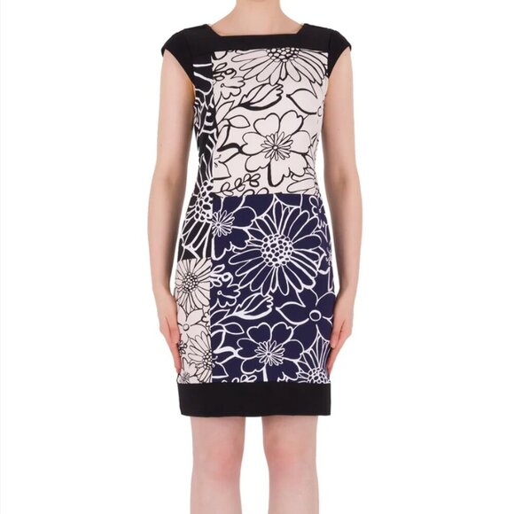 Joseph Ribkoff Women's Size 12 Multicolor Floral Cap Sleeve Shift Dress - Picture 1 of 6